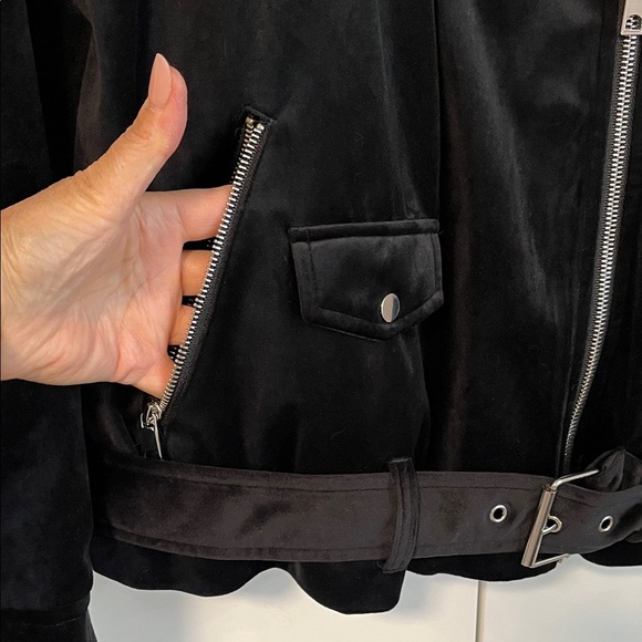 VERO MODA NWOT Black Velvet Moto Jacket Lined, Size M - Picture 10 of 13